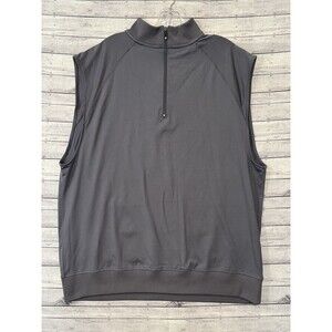 FJ Footjoy Mens 1/4 Zip Golf Pullover Vest Sz L Gray Stretch Nylon Blend